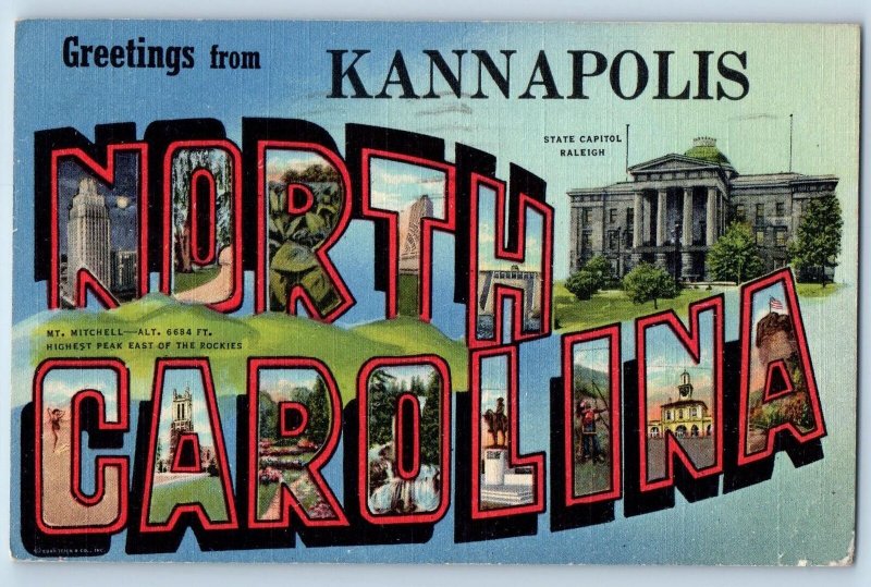 1947 Greetings From Kannapolis Capitol North Carolina NC Correspondence Postcard