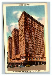 Vintage 1940's Advertising Postcard The Rice Hotel Texas Avenue Houston Texas