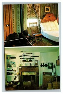 Vintage 1960's Postcard Bedroom  Buffalo Bill Cody Homestead Long Grove Iowa