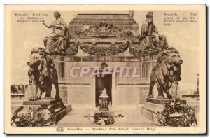 Postcard Ancient Tomb of Brussels & # 39un unknown Belgian soldier Lion