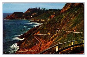 Vintage Postcard OR Trail To Sea Lion Caves Oregon Coast Heceta Head Lighthouse