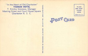 Charleston South Carolina 1940s Postcard Timrod Hotel