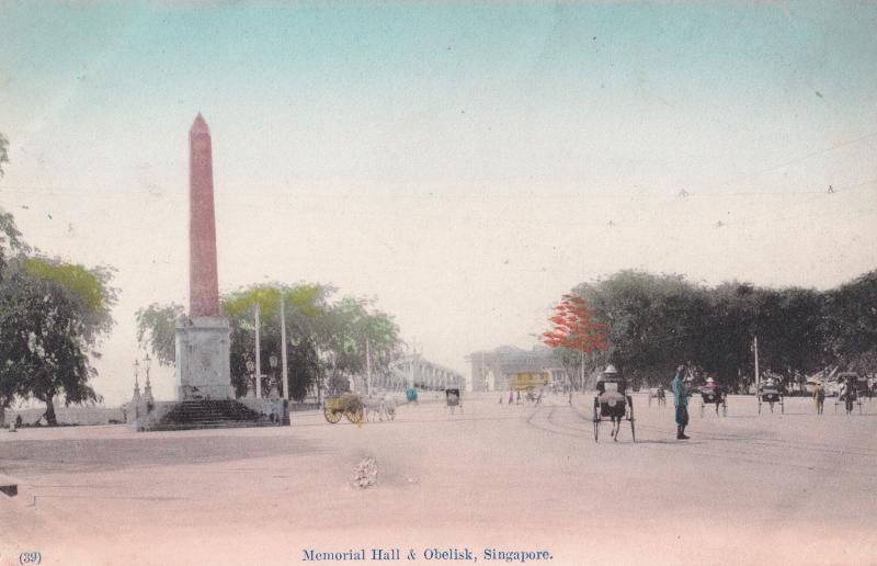 Memorial Hall & Obelisk Singapore Old Postcard