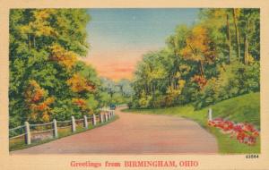 Greetings from Birmingham, Ohio - Rural Road - Linen