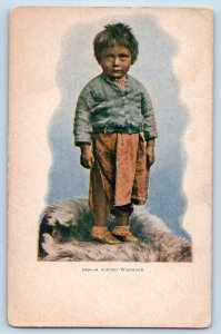 Young Warrior Postcard Little Boy Embossed c1905 Unposted Antique