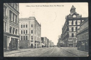 FORT WAYNE INDIANA DOWNTOWN CALHOUN STREET SCENE VINTAGE POSTCARD 1909