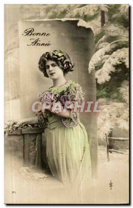 Holidays - Happy New Year - Female Fantasy - Old Postcard