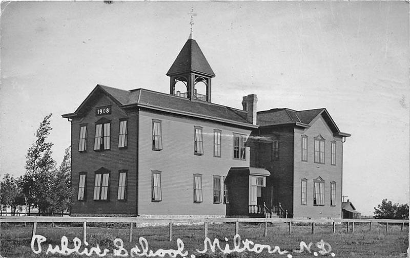 Milton ND Public School in 1909 RPPC Real Photo Postcard