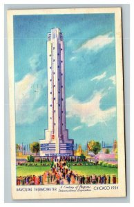 Vintage 1934 Postcard Havoline Thermometer Chicago World's Fair Illinois