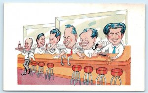 CIUDAD JUAREZ, Mexico ~ Caricatures MANHATTAN BAR Bartenders 1950-60s Postcard