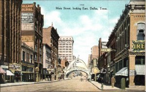 Dallas Texas TX Main Street Scene c1910 Vintage Postcard