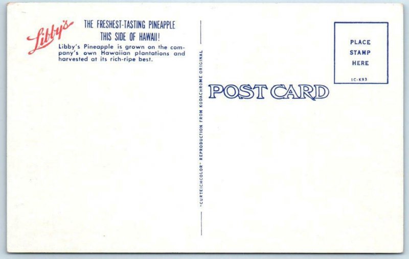 HAWAII, HI  Advertising LIBBY'S PINEAPPLE Packers & Workers Canning   Postcard