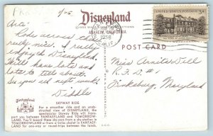 Postcard Disney Disneyland Skyway Ride Swiss Chalet D106 1955 Fantasyland AC3