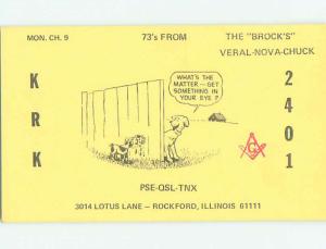 dog - QSL CB HAM RADIO CARD Rockford Illinois IL t9616