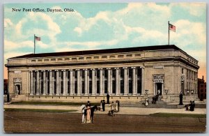 Dayton Ohio c1910 Postcard New Post Office Street Scene Flags