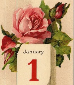 Tuck Raphael año 1907-15 serie 12 Nuevo Sin Vintage hijos Rosas Jan 1st calendario 