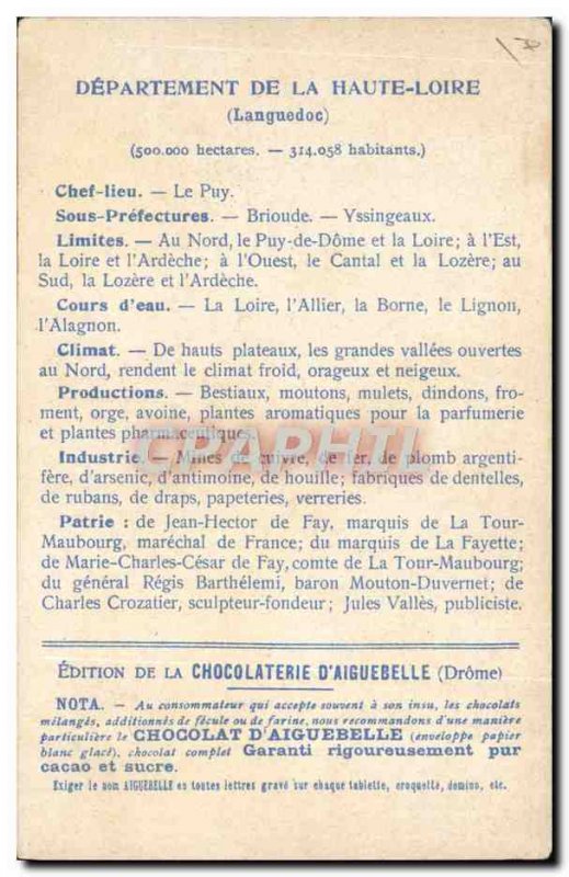 Postcard Old MAPS Chocolaterie d & # 39Aiguebelle High St. Michael Chapel Loi...