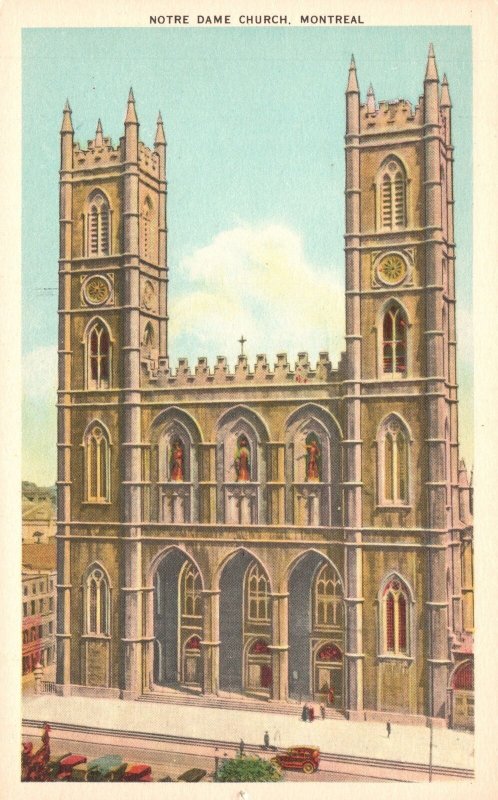 Vintage Postcard Notre Dame Church Parish Religious Building Montreal Canada