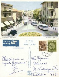 israel palestine, JERUSALEM, Jaffa Road, Car Bus (1956) Palphot 5018 Postcard