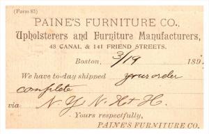 20486   RI Providence  Paines Furniture  March 19, 1894  order shipped