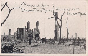 Salem MA 1914 Great Fire, Disaster, US Soldiers Guarding Ruins
