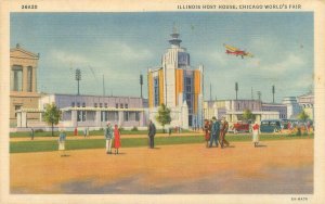 1933 Chicago Expo Illinois Host House Linen Postcard