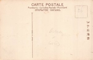 A832 Japan Hand-Painted Trees Tori Gate Birds Boats vintage postcard