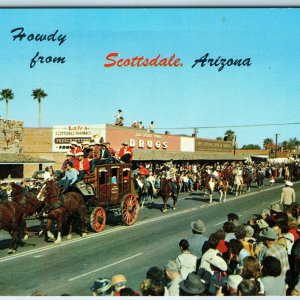 c1950s Scottsdale AZ Greetings Howdy Rodeo Parade Downtown Main St Crowd PC A256