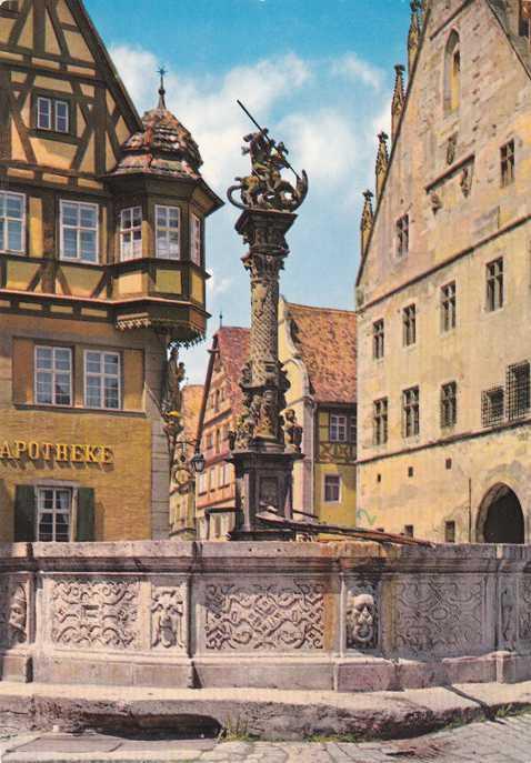 St George Fountain Rothenburg od der Tauber, Germany pm 1984