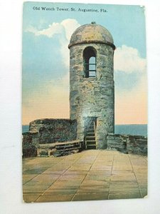 Vintage Postcard Old Watch Tower St. Augustine FL Cement Building