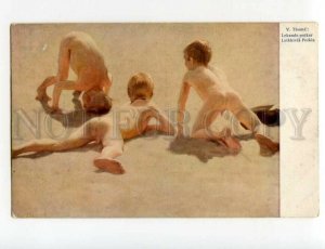 491134 Verner THOME Kids Boys in Beach SUNNY Nude Vintage postcard Heckscher