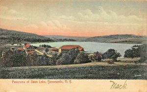 STEVENSVILLE NEW YORK~PANORAMA SWAN LAKE~1907 J FAHRENHOLZ TINTED PHOTO POSTCARD