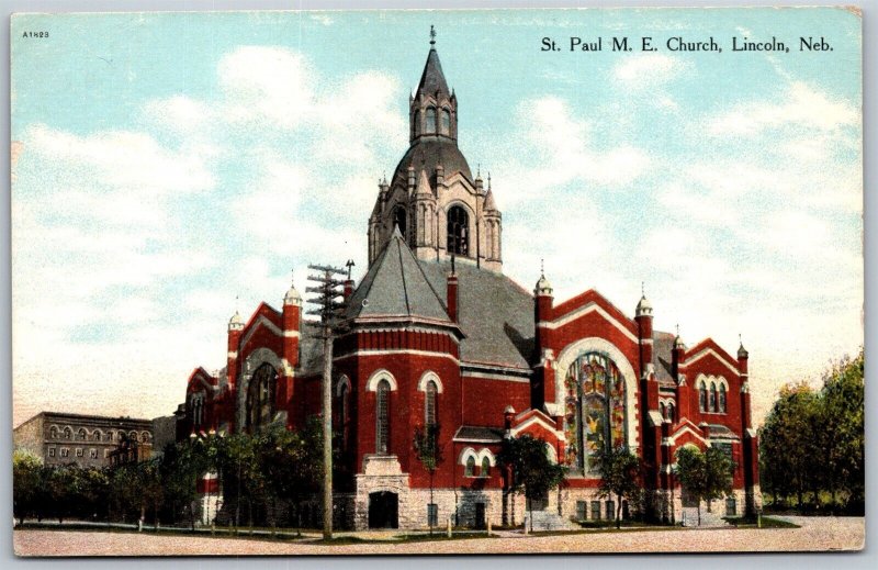 Vtg Lincoln Nebraska St Paul M.E. Methodist Episcopal Church 1910s View Postcard