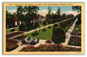 Postcard AZ Orange Vista Gardens San Marcos Hotel Chandler Arizona