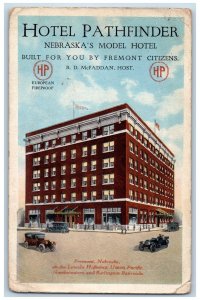Fremont Nebraska Postcard Hotel Pathfinder Building Exterior Roadside 1918 Scene