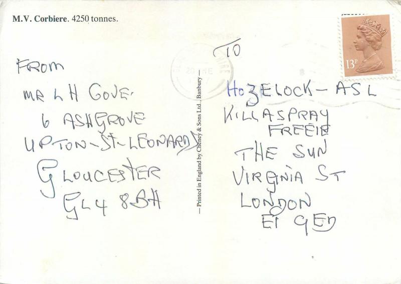 Channel Island ferries postcard ferry boat M.V. Corbierre