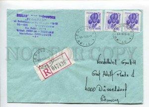 421119 POLAND 1993 year Wieruszow registered real posted COVER w/ orchid stamps