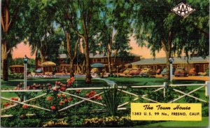 Linen Postcard The Town House Motor Hotel 1383 U.S. 99 in Fresno, California