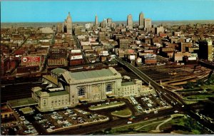 Skyline, Union Station Downtown Kansas City MO Vintage Postcard C63