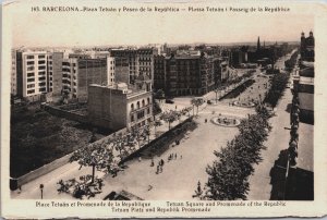 Spain Barcelona Plaza Tetuan y Paseo de la Republica Vintage Postcard C158