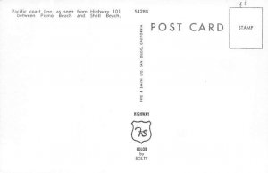 Pacific coast line as seen from Highway 101 Shell Beach California Postcard