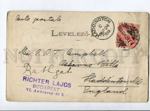 415867 HUNGARY BUDAPEST theatre 1900 year RPPC to England