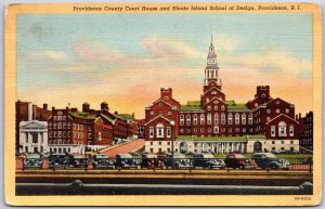 Providence Rhode Island R.I., County Court House, School Bldg., Vintage Postcard