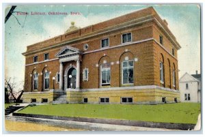 1910 Public Library Building Scene Street Oskaloosa Lacey Iowa IA Postcard