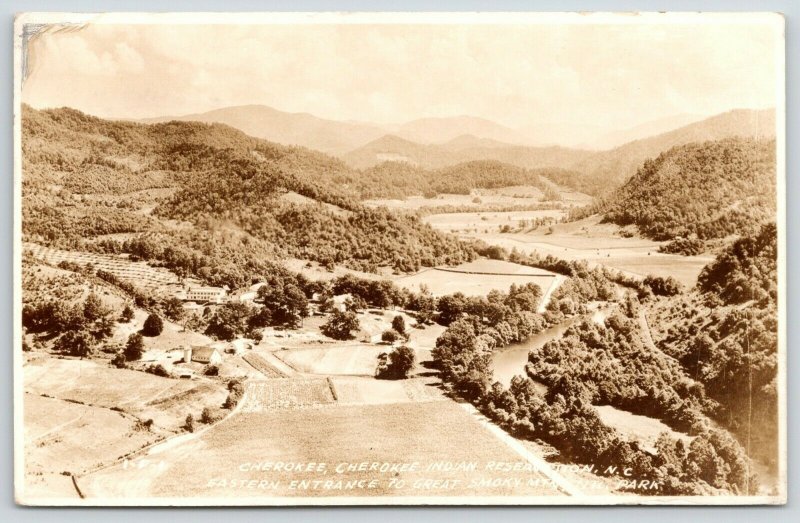 Cherokee NC~Birdseye Indian Reservation~Smoky Mountain Park~1935 RPPC 