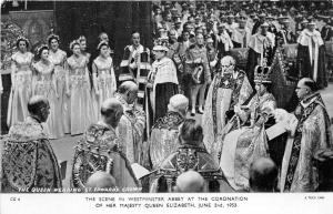 uk40208 coronation of queen elizabeth westminster abbey london  real photo uk