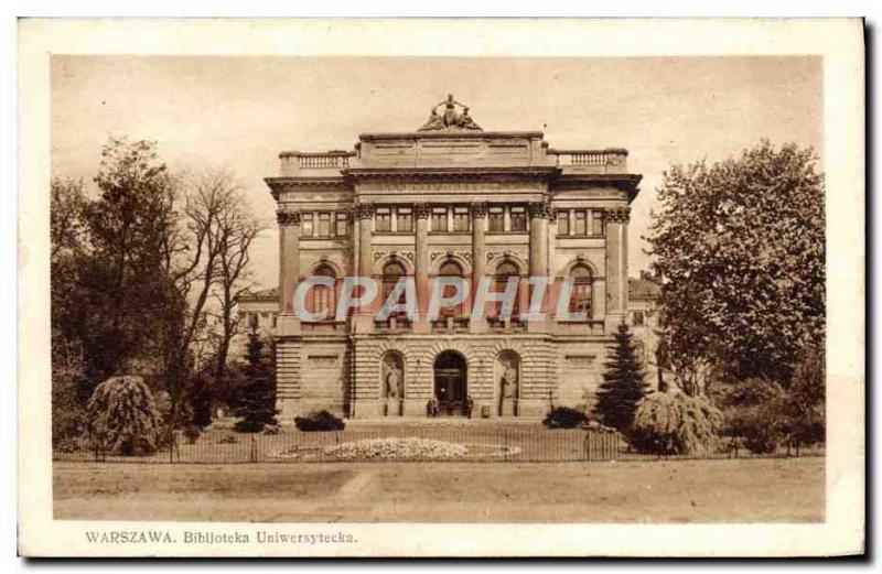 VINTAGE POSTCARD Warszawa Bibijoteka Uniwersytecka Library