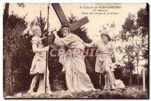 Old Postcard Calvary Jesus is Pontchateau up his Cross