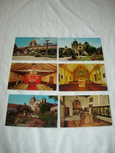 Carmel CA - Lot Of 6 Mission Vintage Postcards - x0343