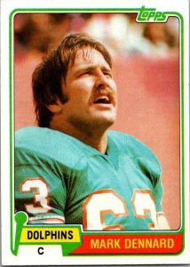 1981 Topps Football Card Mark Dennard Miami Dolphins sk10242